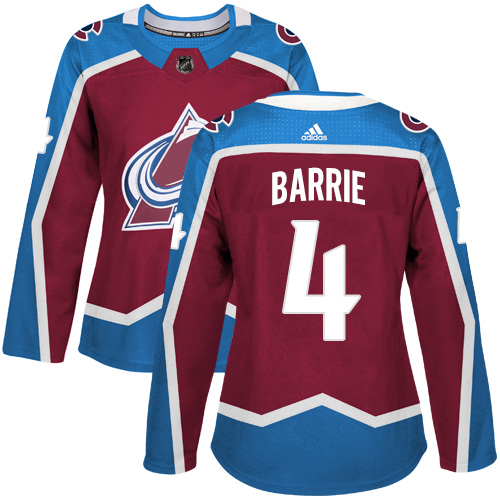 Adidas Avalanche #4 Tyson Barrie Burgundy Home Authentic Women's Stitched NHL Jersey